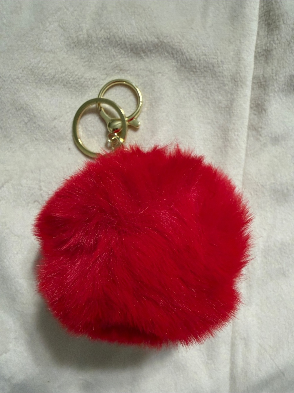 Red Faux Fur Pom Keychain
